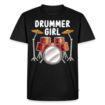 Batteuse Fille Tambours Musicien Drumliebh - T-shirt Premium bio Homme - noir - Devant - Nico (187cm)
