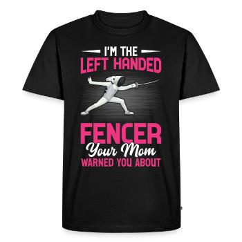 Fleuret Sabre Maman Escrimeuse gaucher, devant le dic - T-shirt Premium bio Homme - noir - Devant - Nico (187cm)