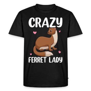 Crazy Ferret Lady Pet Owner - Men's Premium Organic T-Shirt - black - Front - Nico (187cm)
