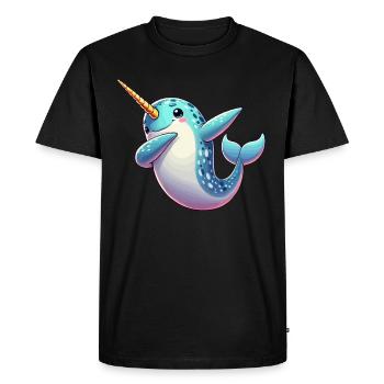 Narval, Baleine, Créature Marine, Licorne, Océan - T-shirt Premium bio Homme - noir - Devant - Nico (187cm)