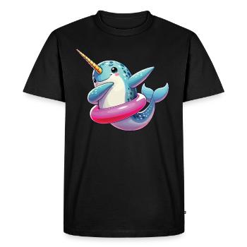 Narwhal, Whale, Sea Creature, Unicorn, Ocean - Men's Premium Organic T-Shirt - black - Front - Nico (187cm)