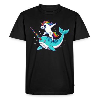 Narval, Licorne, Baleine, Créature Marine, Dabbing - T-shirt Premium bio Homme - noir - Devant - Nico (187cm)