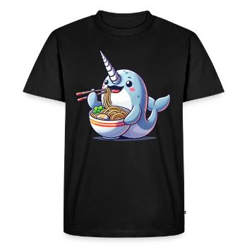 Narval, Ramen, Baleine, Créature Marine, Licorne - T-shirt Premium bio Homme - noir - Devant - Nico (187cm)