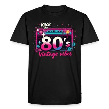 Rock The 80's 80s Party Retro Look 80s - Men's Premium Organic T-Shirt - black - Front - Nico (187cm)
