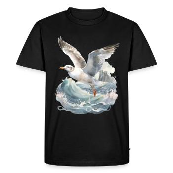 storm, sea, waves, coast, seagull, seagulls, maritime - Men's Premium Organic T-Shirt - black - Front - Nico (187cm)