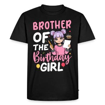 Frère de la fille d’anniversaire - T-shirt Premium bio Homme - noir - Devant - Nico (187cm)