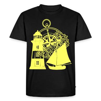 Phare maritime Boussole Voilier Navire - T-shirt Premium bio Homme - noir - Devant - Nico (187cm)
