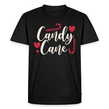 Christmas candy cane with hearts - Men's Premium Organic T-Shirt - black - Front - Nico (187cm)