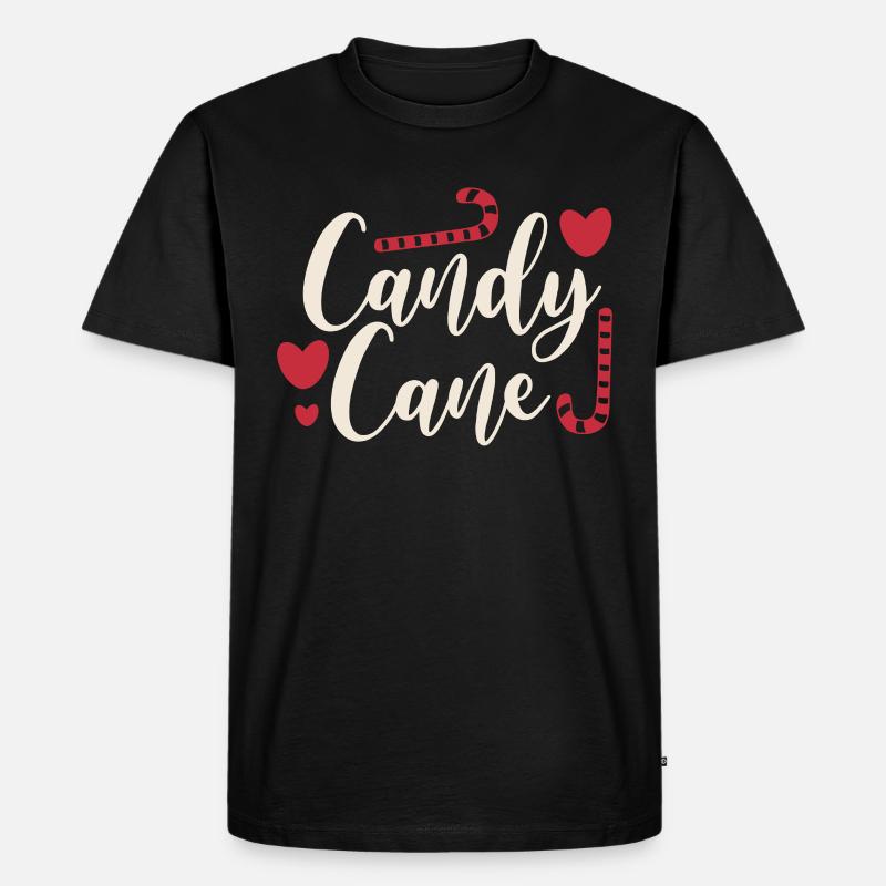 Weihnachtszuckerstange Mit Herzen - Männer Premium Bio T-Shirt - Schwarz