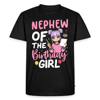 Neveu de la fille d’anniversaire - T-shirt Premium bio Homme - noir - Devant - Nico (187cm)