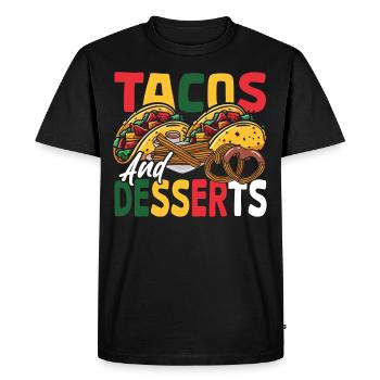 Nachos mexicains, tortillas, tacos et desserts - T-shirt Premium bio Homme - noir - Devant - Nico (187cm)