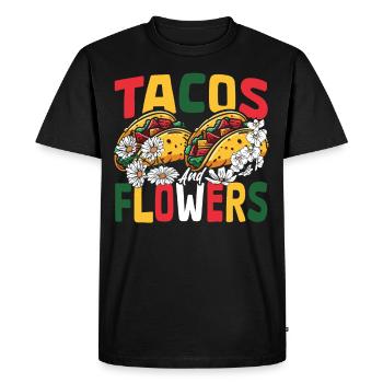 Nachos Mexique Plat mexicain Tacos Fleurs - T-shirt Premium bio Homme - noir - Devant - Nico (187cm)