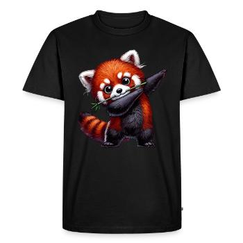 Red Panda, Red Panda, Panda Bear, Dabbing - Men's Premium Organic T-Shirt - black - Front - Nico (187cm)