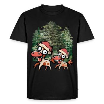 Noël Cheval Chevaux Père Noël Noël - T-shirt Premium bio Homme - noir - Devant - Nico (187cm)