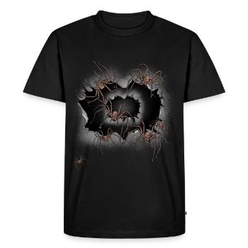 Araignées d’Halloween Araignées araignées Phobie Panique - T-shirt Premium bio Homme - noir - Devant - Nico (187cm)