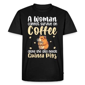 Femme café seule Elle a besoin de cochons d’Inde - T-shirt Premium bio Homme - noir - Devant - Nico (187cm)