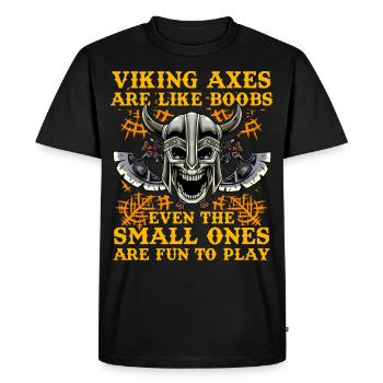 Les haches Viking sont comme des seins, même les plus petits le sont - T-shirt Premium bio Homme - noir - Devant - Nico (187cm)