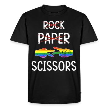LGBTQ Lesbienne Rock Papier Ciseaux - T-shirt Premium bio Homme - noir - Devant - Nico (187cm)