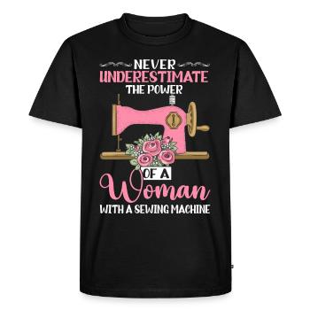 The power of a woman with a sewing machine seamstress - Men's Premium Organic T-Shirt - black - Front - Nico (187cm)