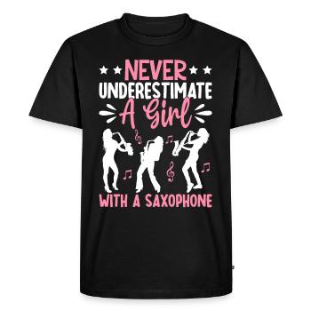 Une fille avec un saxophoniste Saxophoniste - T-shirt Premium bio Homme - noir - Devant - Nico (187cm)