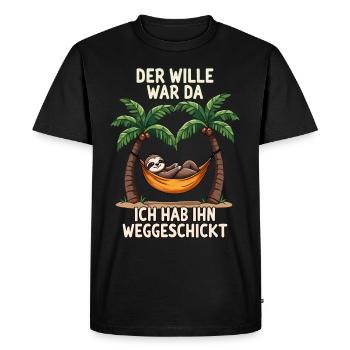 Sloth Saying Late Riser Statement Tired Office - Men's Premium Organic T-Shirt - black - Front - Nico (187cm)