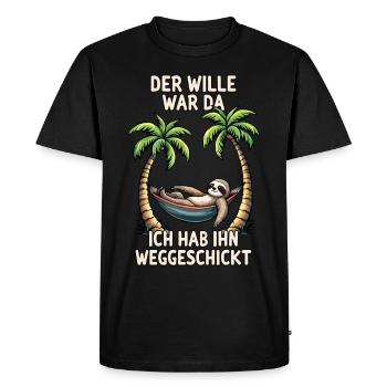 Sloth Saying Late Riser Statement Tired Office - Men's Premium Organic T-Shirt - black - Front - Nico (187cm)