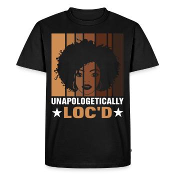Unapologetically Loc'd Melanin Brown Skin Black - Men's Premium Organic T-Shirt - black - Front - Nico (187cm)