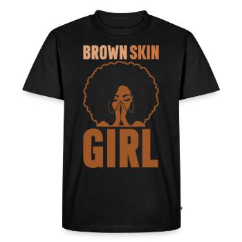 Peau Marron Fille Mélanine Peau Brune Noir - T-shirt Premium bio Homme - noir - Devant - Nico (187cm)