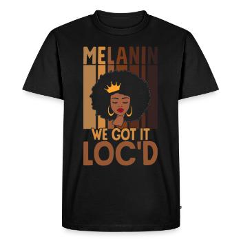 Melanin Got Loc'd Brown Skin Black Afro - Men's Premium Organic T-Shirt - black - Front - Nico (187cm)