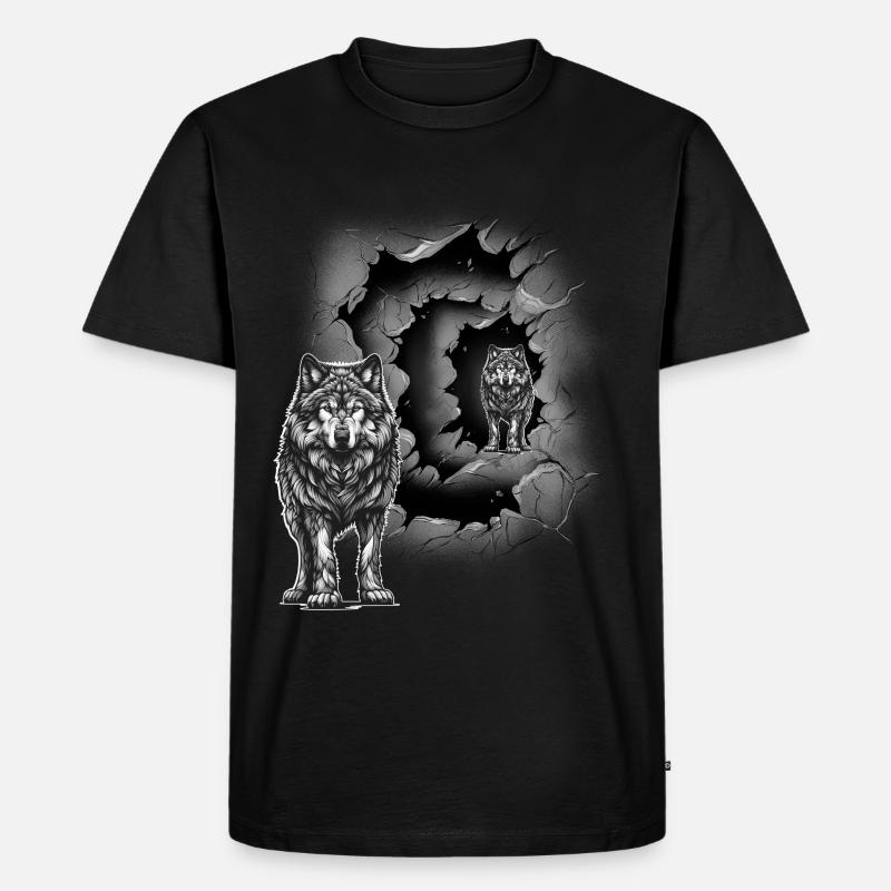 Wolf - Männer Premium Bio T-Shirt - Schwarz