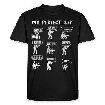 Ma journée parfaite de chasse au chasseur - T-shirt Premium bio Homme - noir - Devant - Nico (187cm)