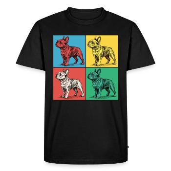 Bouledogue français Pop Art Design - T-shirt Premium bio Homme - noir - Devant - Nico (187cm)
