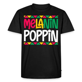 Mélanine Poppin Peau Marron Noir Histoire - T-shirt Premium bio Homme - noir - Devant - Nico (187cm)