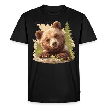 Grizzlis Ours grizzly - T-shirt Premium bio Homme - noir - Devant - Nico (187cm)