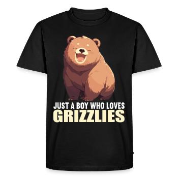Grizzlis Ours grizzly - T-shirt Premium bio Homme - noir - Devant - Nico (187cm)