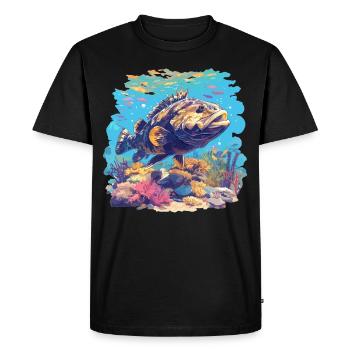 mérou mérou - T-shirt Premium bio Homme - noir - Devant - Nico (187cm)