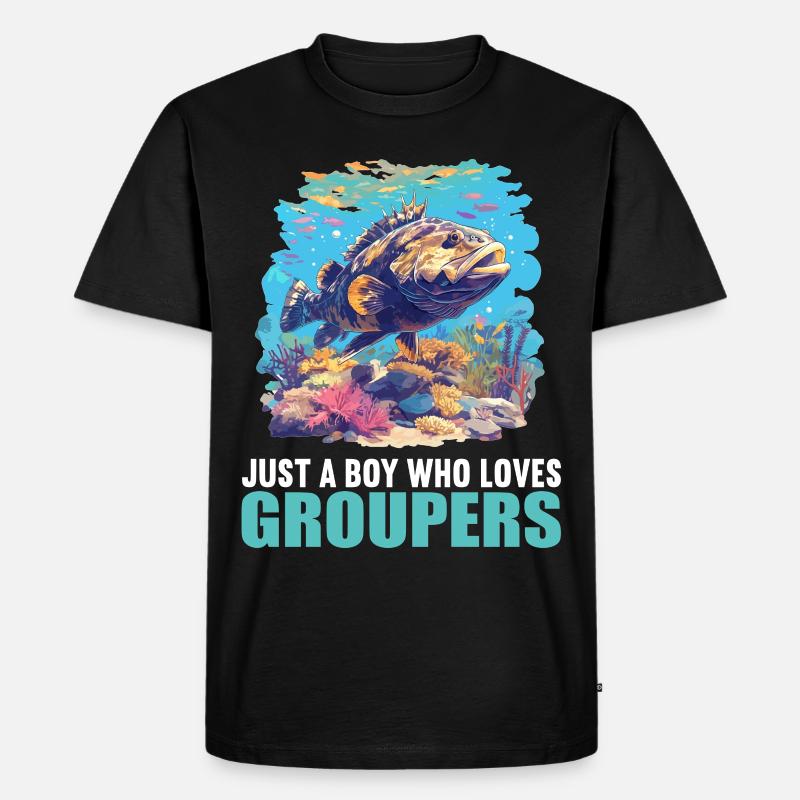 Zackenbarsche Zackenbarsch - Männer Premium Bio T-Shirt - Schwarz