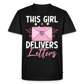This Girl Delivers Letters Female - Men's Premium Organic T-Shirt - black - Front - Nico (187cm)