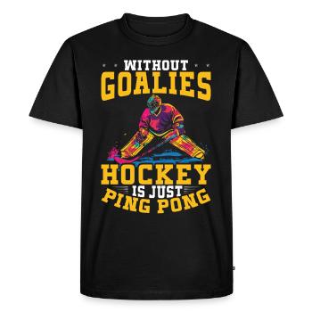 Gardien de but de hockey sur glace Gardien de but de hockey sur glace - T-shirt Premium bio Homme - noir - Devant - Nico (187cm)