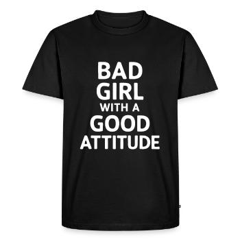 Bad girl with a good attitude - Men's Premium Organic T-Shirt - black - Front - Nico (187cm)