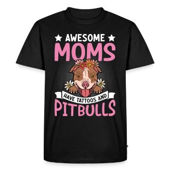 Des mamans géniales ont des tatouages et des pitbulls Pitbull - T-shirt Premium bio Homme - noir - Devant - Nico (187cm)