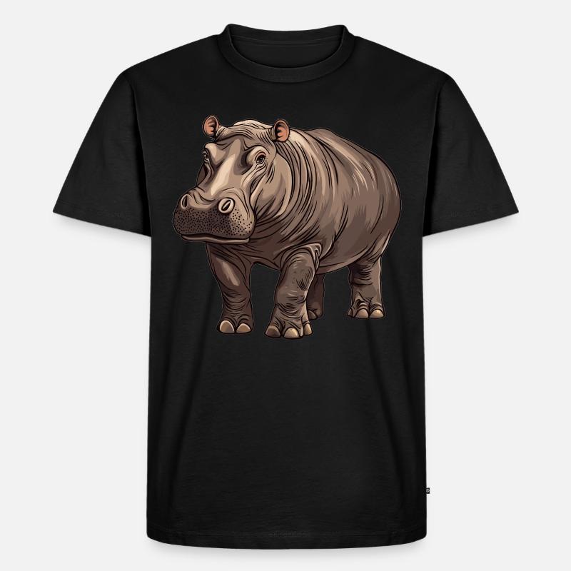 Nilpferd Flußpferd - Männer Premium Bio T-Shirt - Schwarz