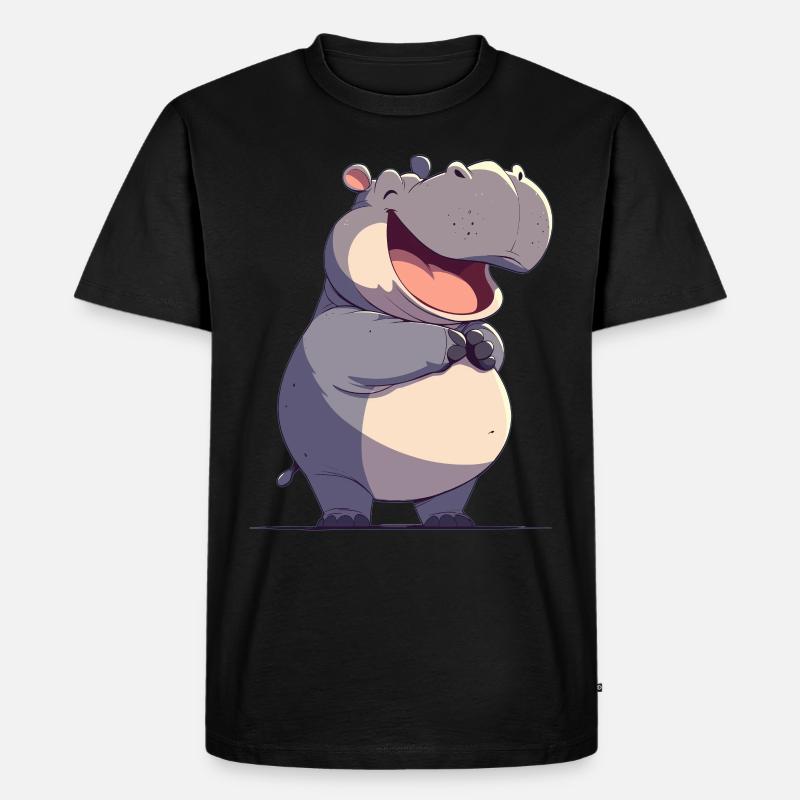 Nilpferd Flußpferd - Männer Premium Bio T-Shirt - Schwarz