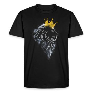 lion with crown in white lines - Men's Premium Organic T-Shirt - black - Front - Nico (187cm)