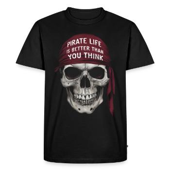 Pirate life is better than you think - Men's Premium Organic T-Shirt - black - Front - Nico (187cm)