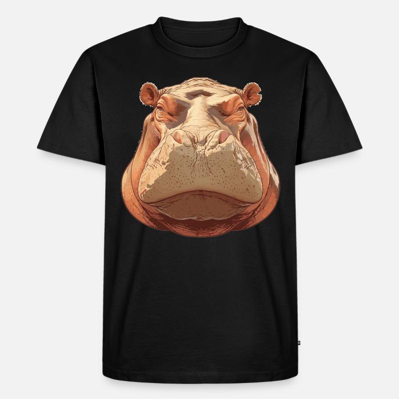 Nilpferd Flußpferd - Männer Premium Bio T-Shirt - Schwarz