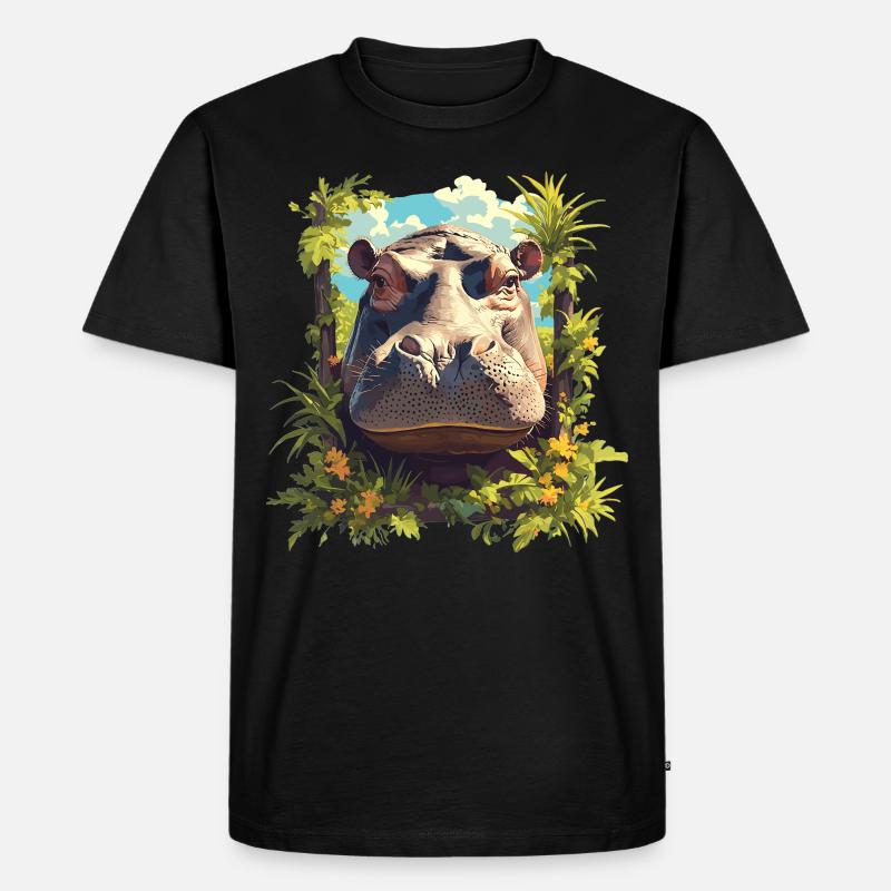 Nilpferd Flußpferd - Männer Premium Bio T-Shirt - Schwarz