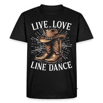 Line Dance, Country Music, Cowboy, Line Dance - Men's Premium Organic T-Shirt - black - Front - Nico (187cm)