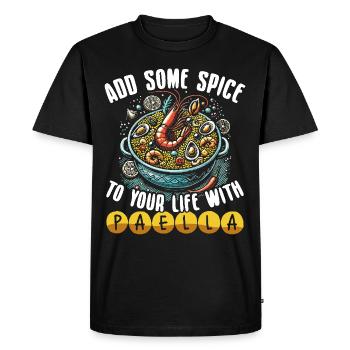Paella Spanish cuisine Seafood - Men's Premium Organic T-Shirt - black - Front - Nico (187cm)