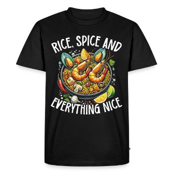 Paella Spanish cuisine Seafood - Men's Premium Organic T-Shirt - black - Front - Nico (187cm)